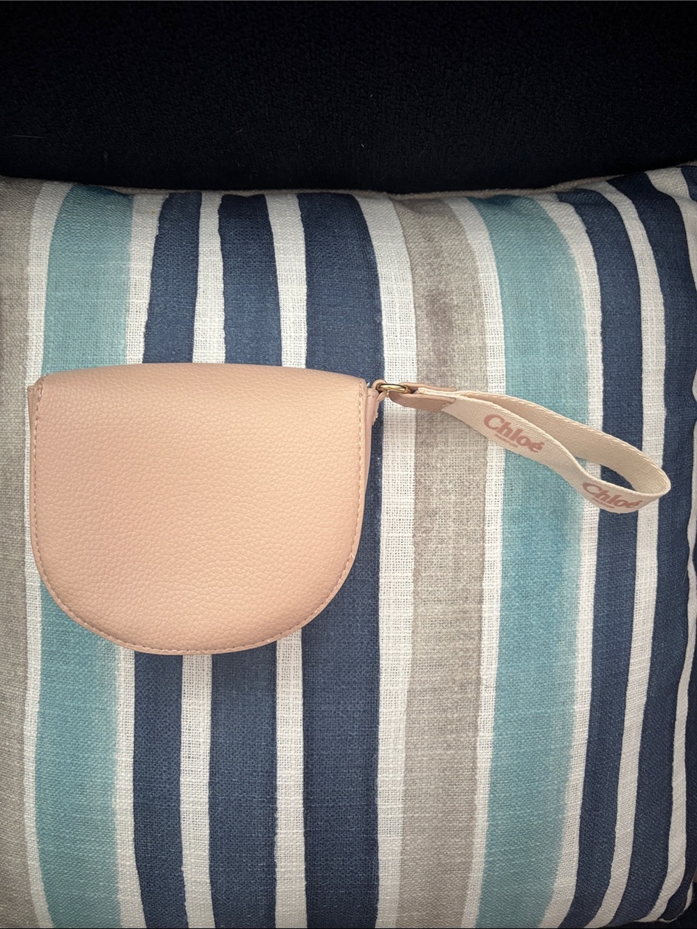 CHLOE BRAND Blush colored Pebbled Vegan Leather Parfum wristlet. - Picture 2 of 13